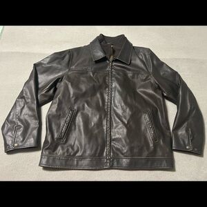 Columbia Brown Double Zip Leather Bomber Jacket - Men’s Size XL